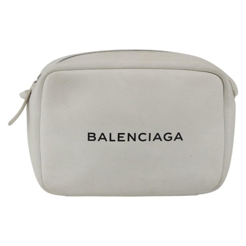 Authentic BALENCIAGA Shoulder Bag Leather White Silver 489812 - Picture 9 of 16